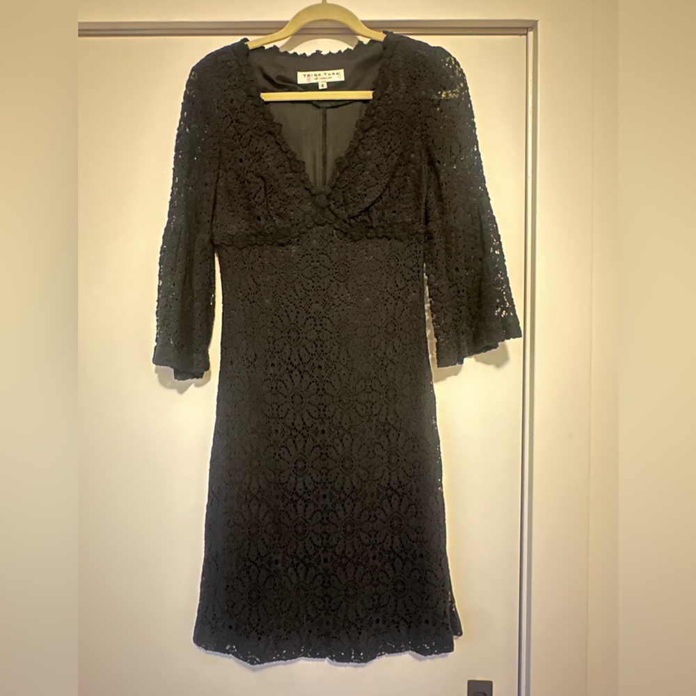 Trina Turk Black Lace Long Sleeve Dress